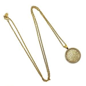 ANNA BECK 925 Sterling Disc Necklace 18K Gold Plate Reversible Dotted Pendant